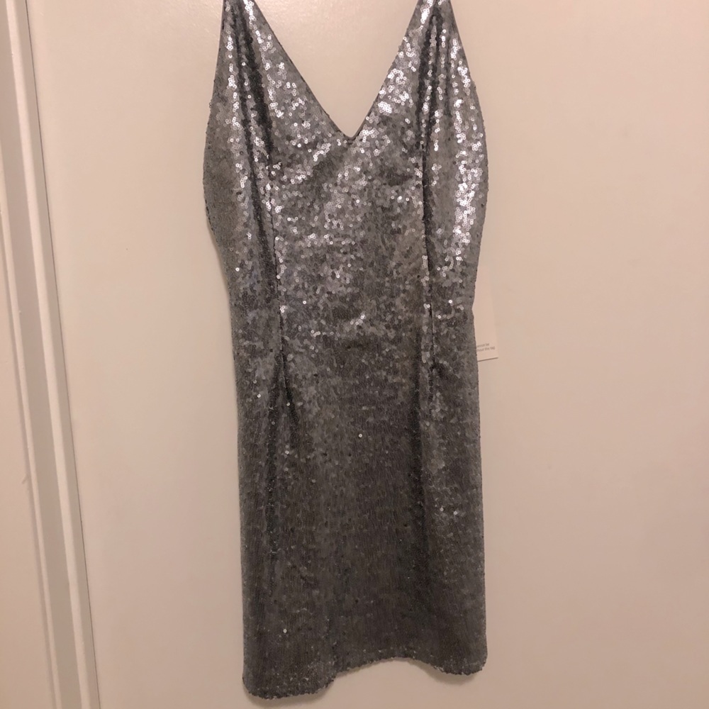 Silver sequins mini dress